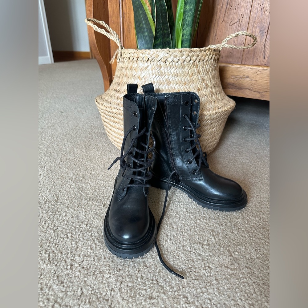 Zara kids black combat boots!